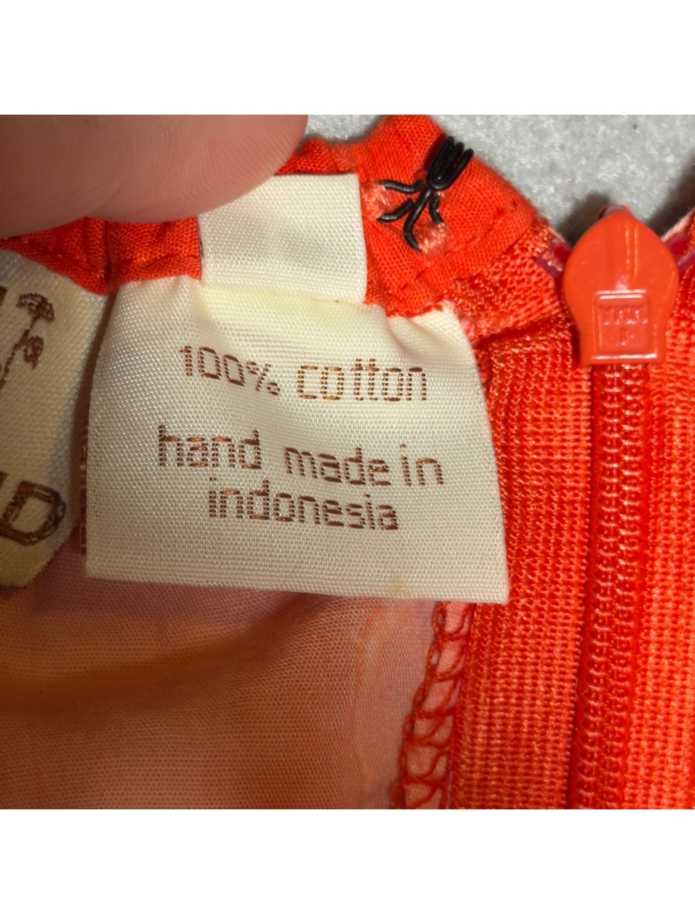 Vintage LA Blend Handmade 100% Cotton Orange Ombre Paisley Midi Skirt SizeL - Picture 5 of 5